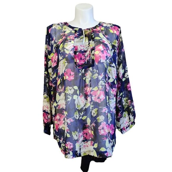 Liz Claiborne woman sheer floral top - Picture 1 of 5